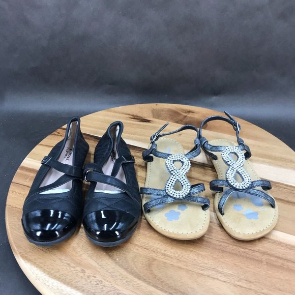 Arizona Jean Co Flats and Strappy Sandals - 2 Pack - Little Girls Size 13 - Picture 1 of 8